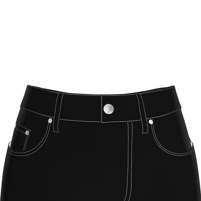 Black Gold Denim Midi Skirt