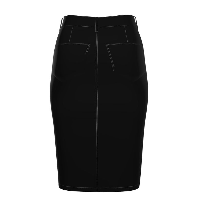 Black Gold Denim Midi Skirt