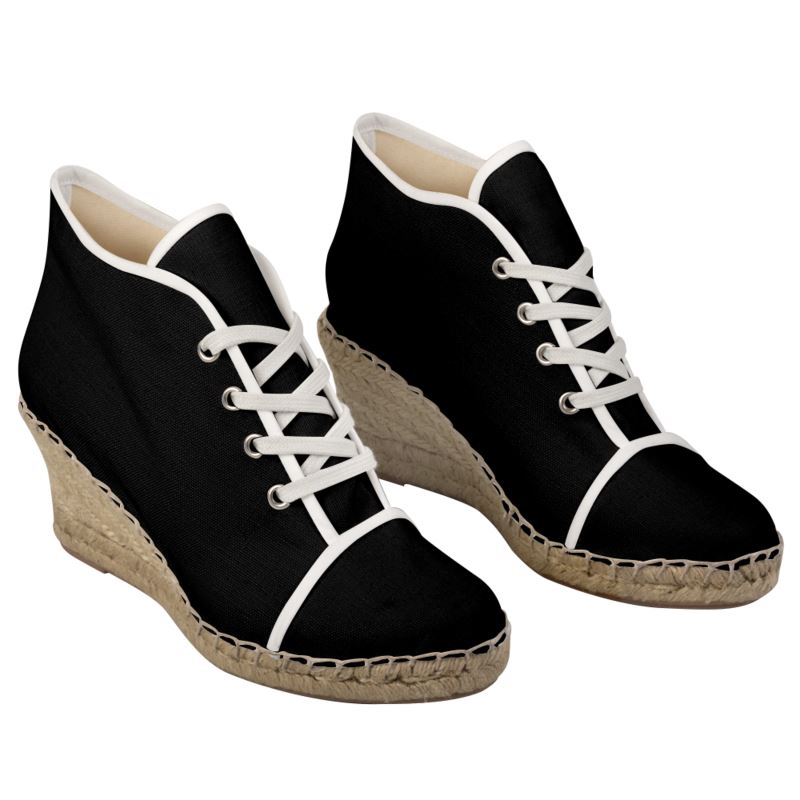 Black Gold Ladies Wedge Espadrilles