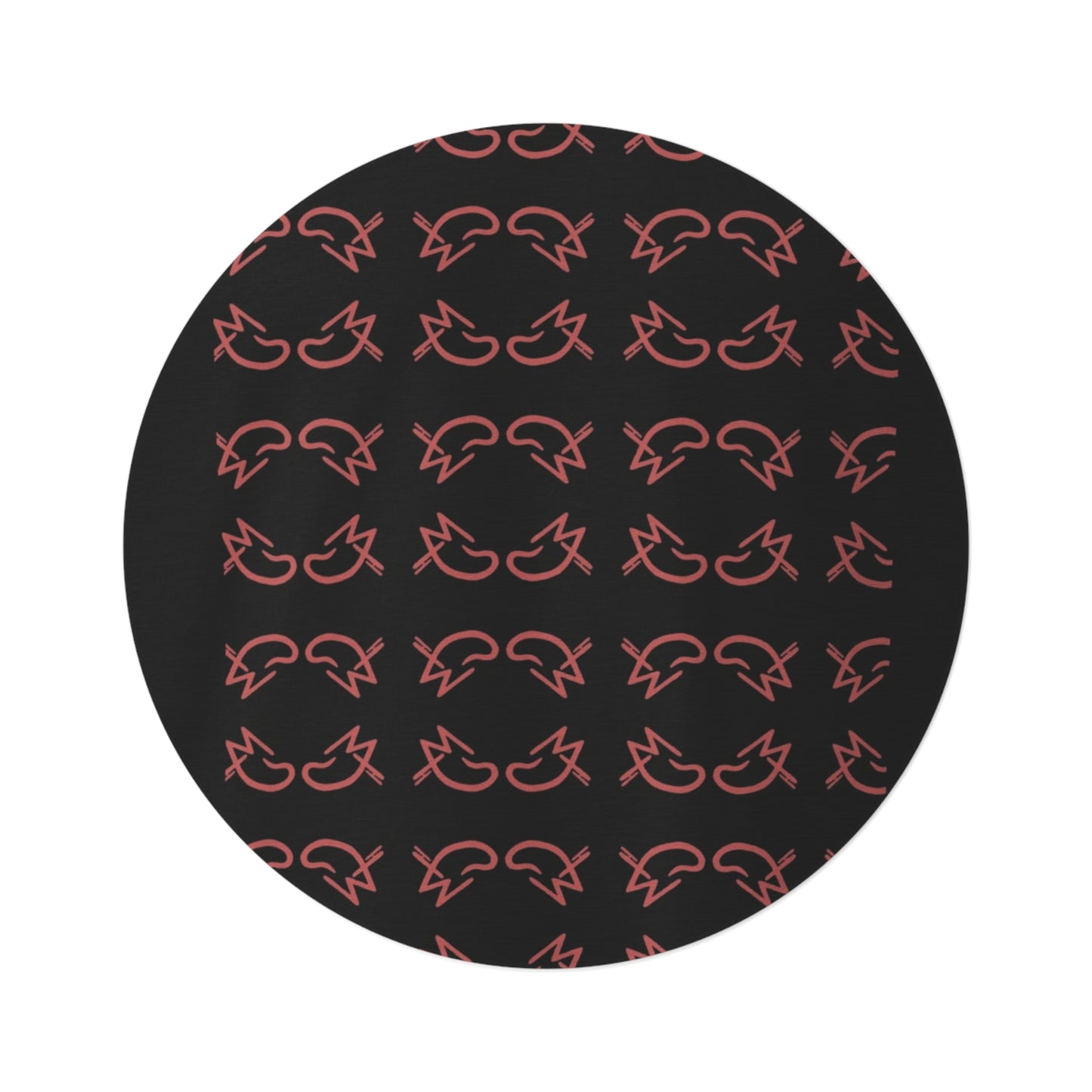 MJ Red & Black Round Rug
