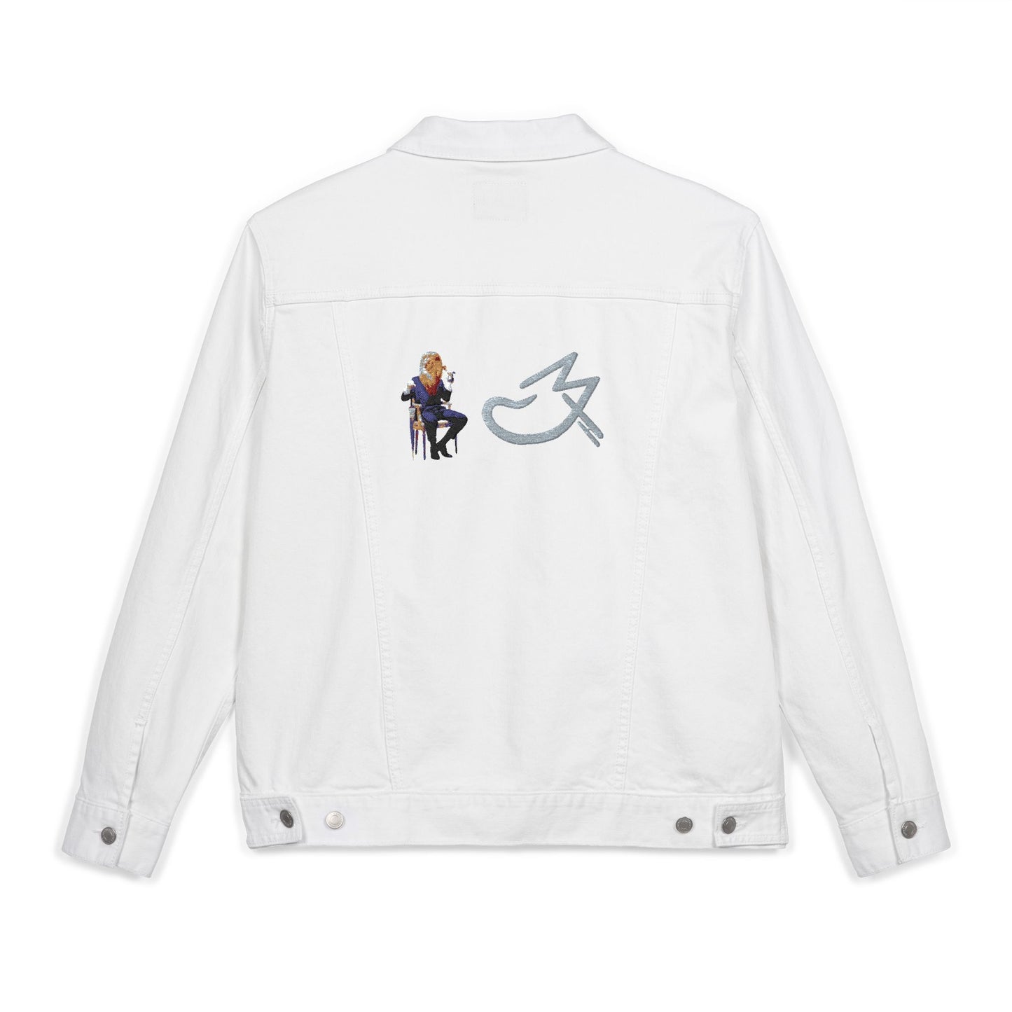 MJ Grey Stylish Unisex Embroidered Denim Jacket, Personalized Gift, Fashion Statement, Casual Wear, Customizable Jacket, Summer Outerwear