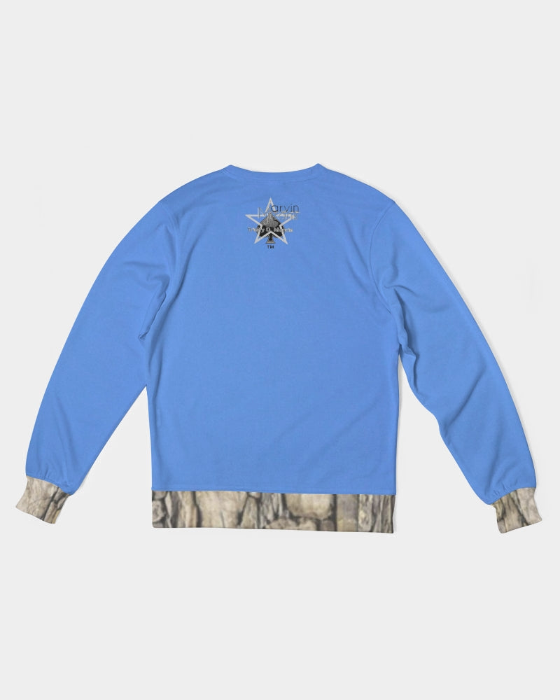 Kingly Blue  Men's All-Over Print Classic French Terry Crewneck Pullover