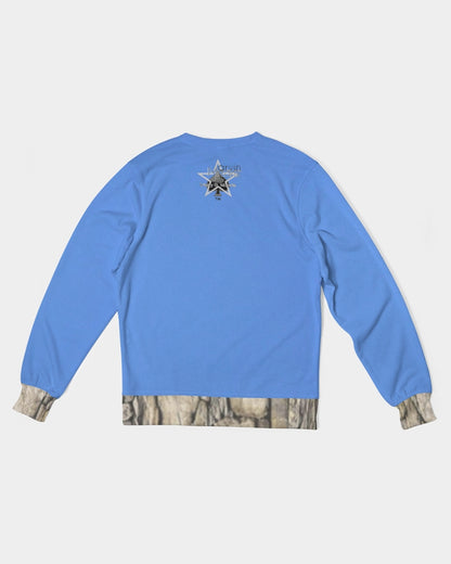 Kingly Blue  Men's All-Over Print Classic French Terry Crewneck Pullover