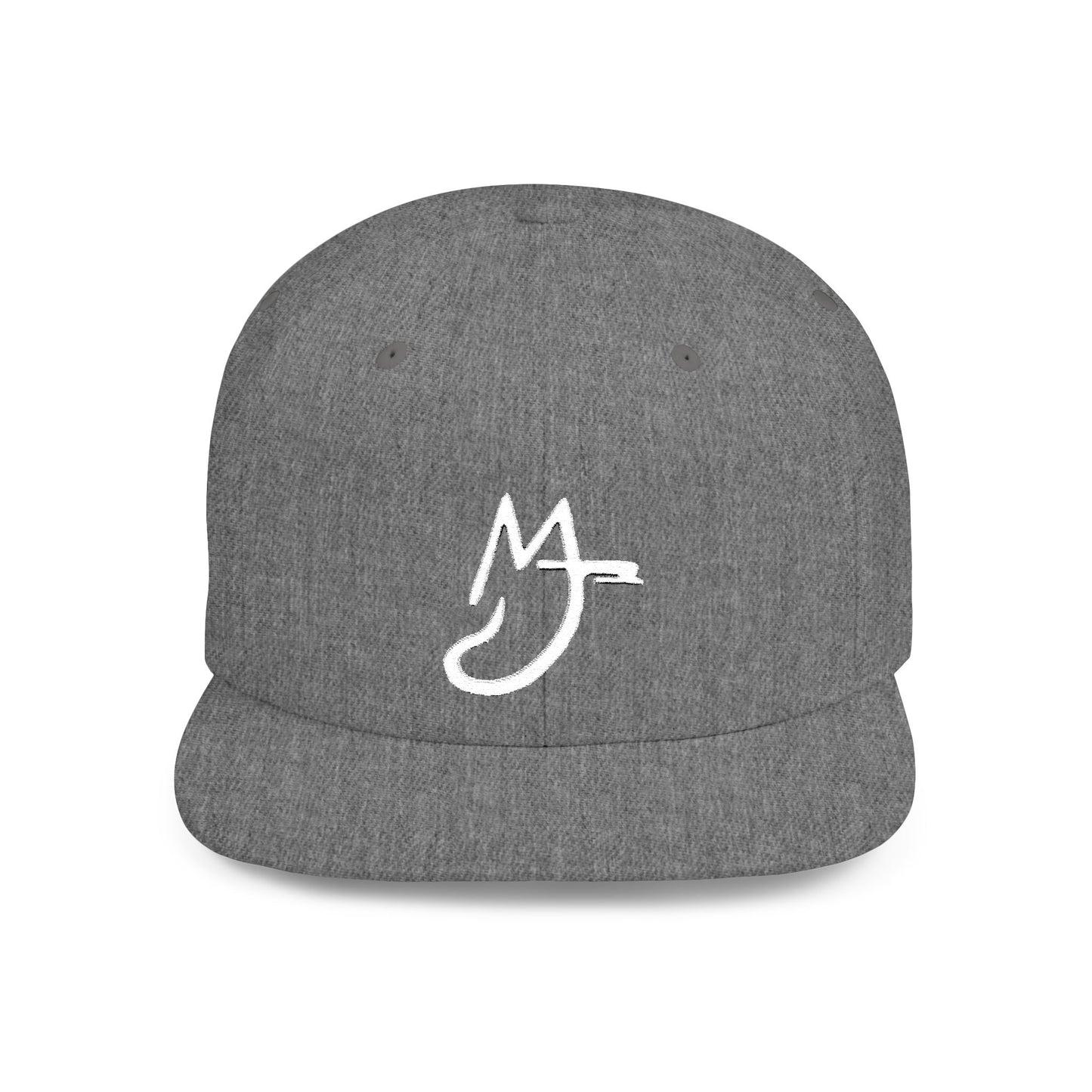 MJ white Stylish Flat Bill Snapback Hat for Everyday Wear, Embroidered Cap, Streetwear Accessory, Gift for Him/Her, Trendy Headwear