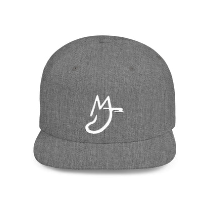 MJ white Stylish Flat Bill Snapback Hat for Everyday Wear, Embroidered Cap, Streetwear Accessory, Gift for Him/Her, Trendy Headwear