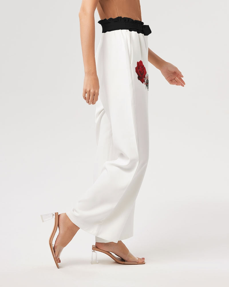 Red rose Women's All-Over Print High-Rise Wide Leg Pants