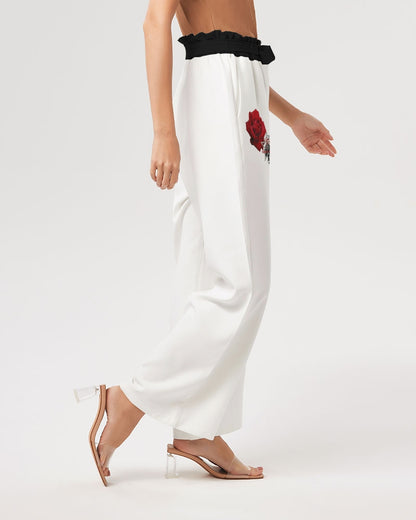 Red rose Women's All-Over Print High-Rise Wide Leg Pants