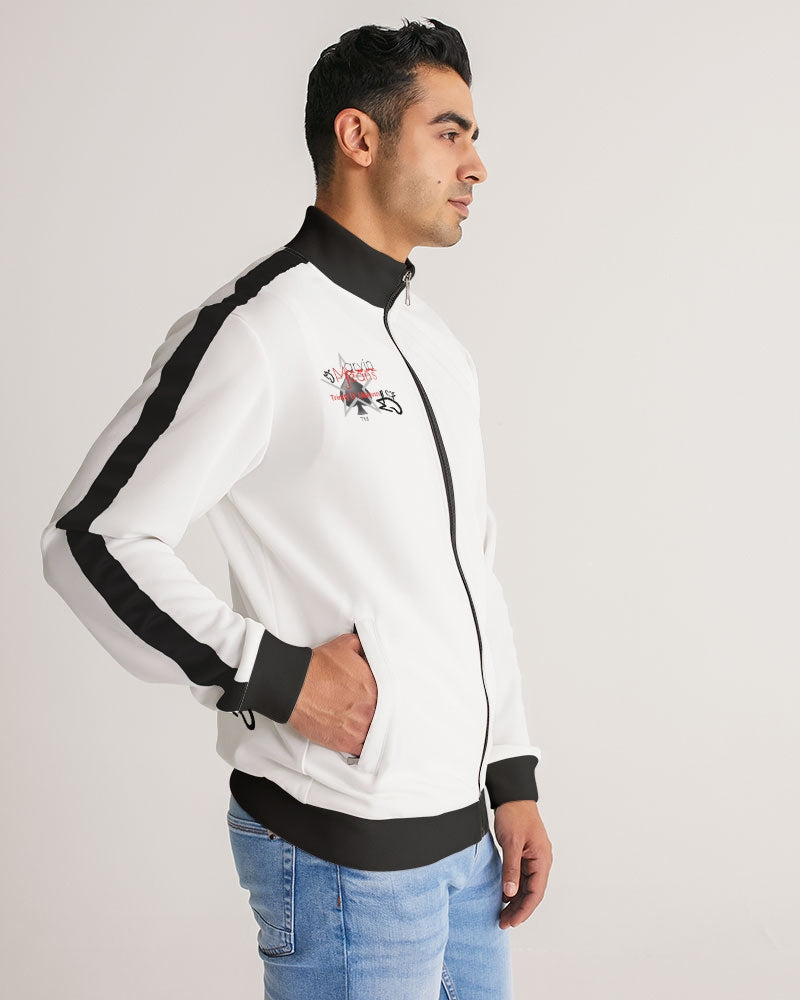 Deluxe Logo's Men's All-Over Print Stripe Sleeve Track Jacket