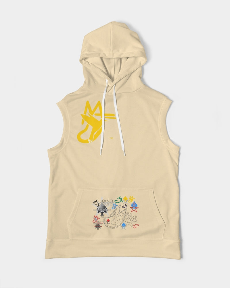 Retro mix (Wheat) Men's All-Over Print Heavyweight Sleeveless Hoodie