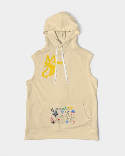 Retro mix (Wheat) Men's All-Over Print Heavyweight Sleeveless Hoodie