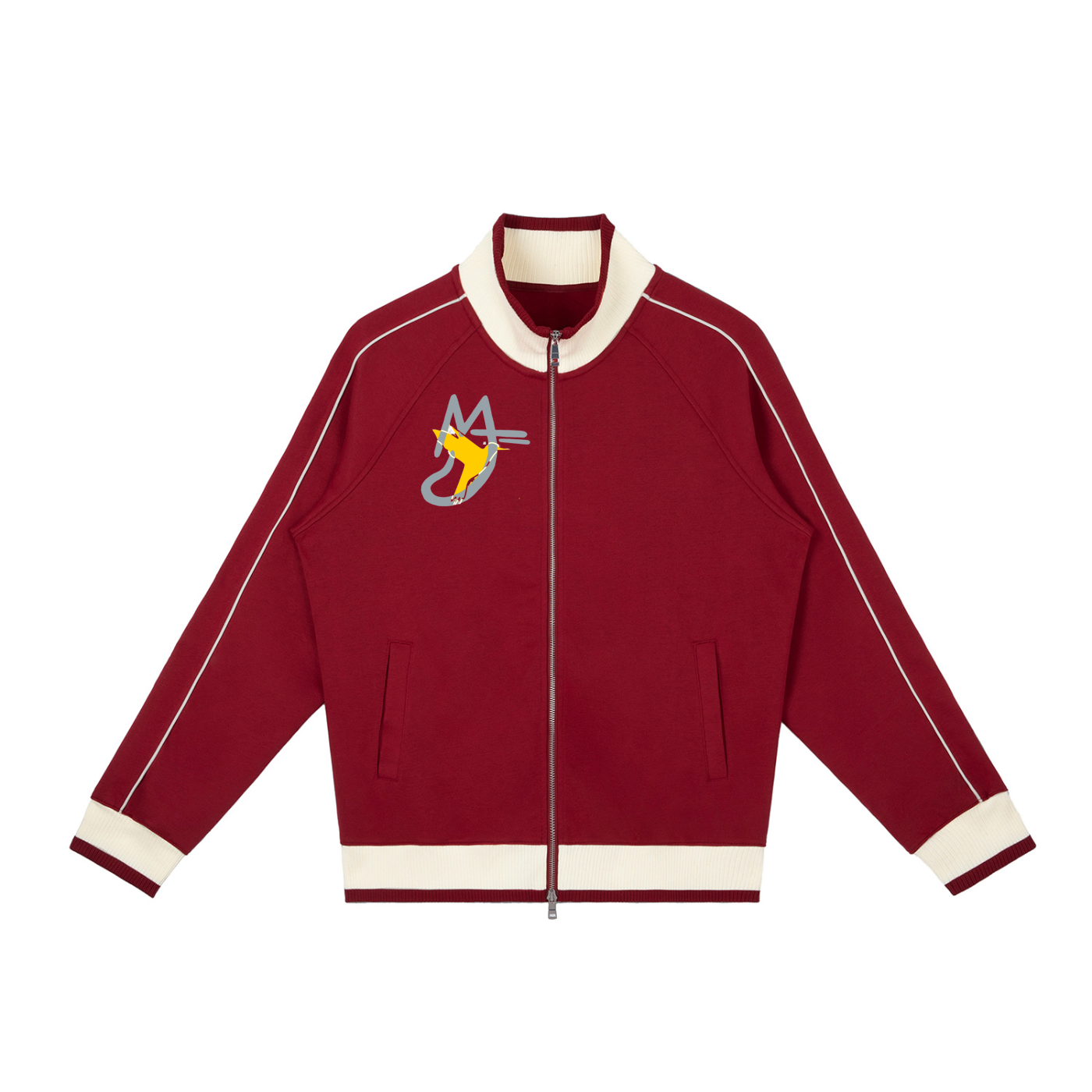 Color Block Raglan Sleeve Zip Track Jacket