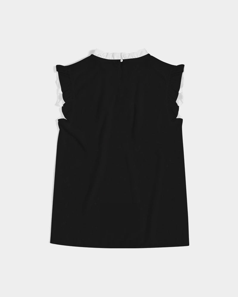 Black Excellence Women's All-Over Print Ruffle Sleeve Top