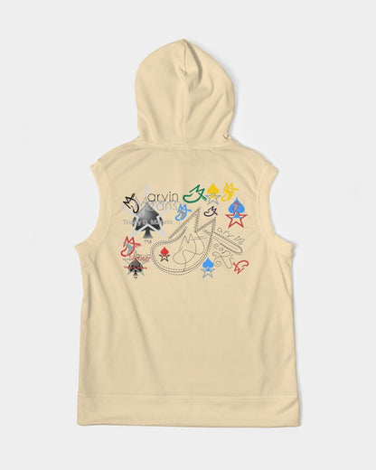 Retro mix (Wheat) Men's All-Over Print Heavyweight Sleeveless Hoodie