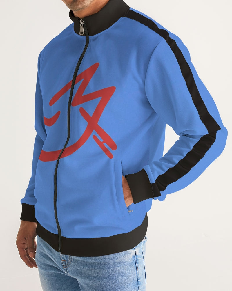 Red MJ Men's All-Over Print Stripe Sleeve Track Jacket