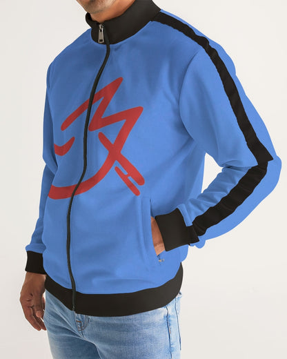 Red MJ Men's All-Over Print Stripe Sleeve Track Jacket