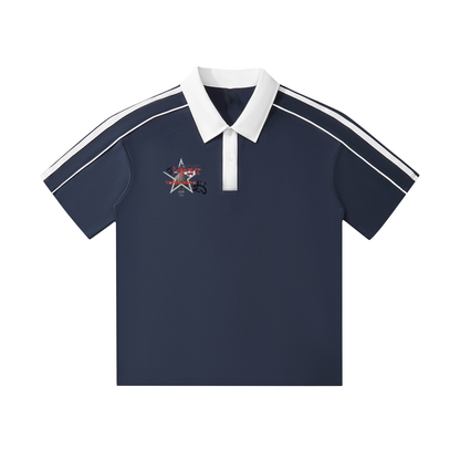 Contrast Collar Short-Sleeve Polo Shirt