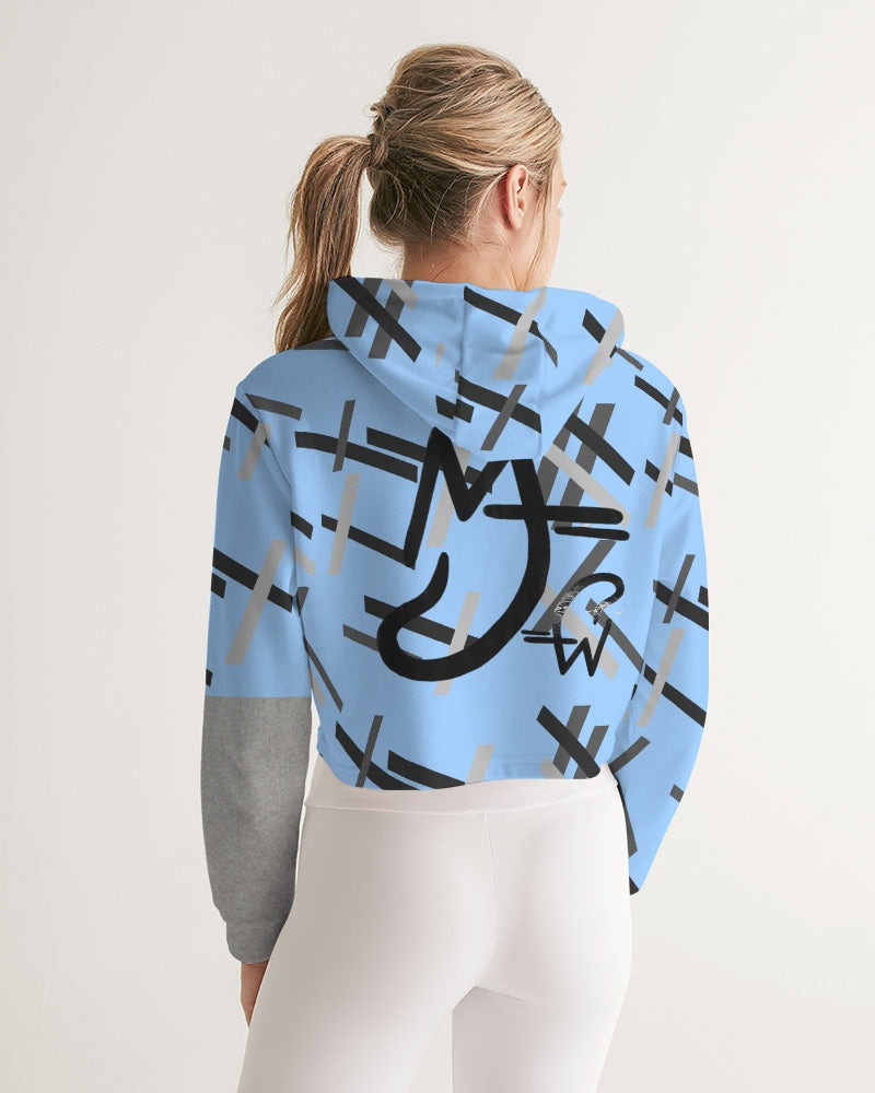 Built on business  Women's All-Over Print Cropped Hoodie