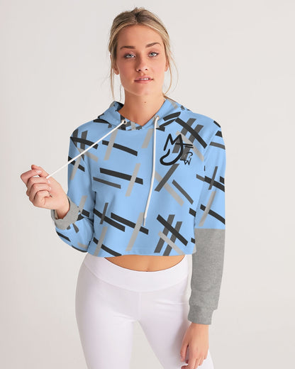 Built on business  Women's All-Over Print Cropped Hoodie