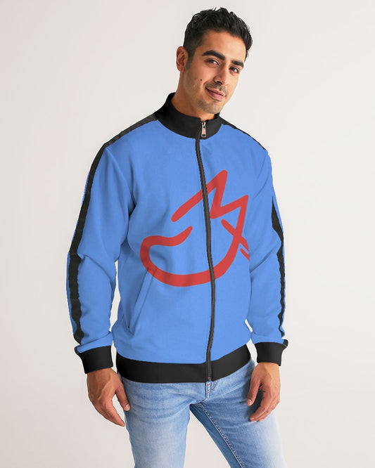 Red MJ Men's All-Over Print Stripe Sleeve Track Jacket