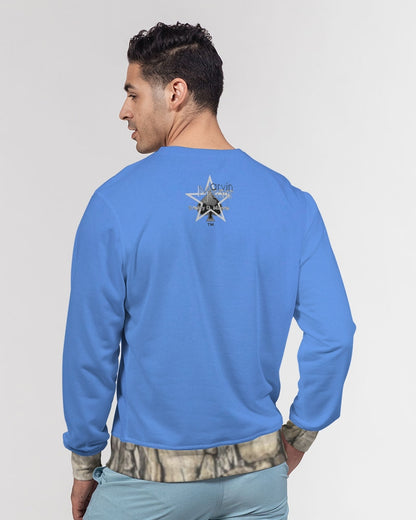 Kingly Blue  Men's All-Over Print Classic French Terry Crewneck Pullover