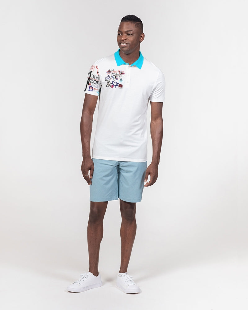 Logo's  Men's All-Over Print Slim Fit Short Sleeve Polo