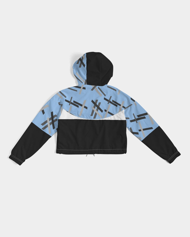 Built on business  Women's All-Over Print Cropped Windbreaker