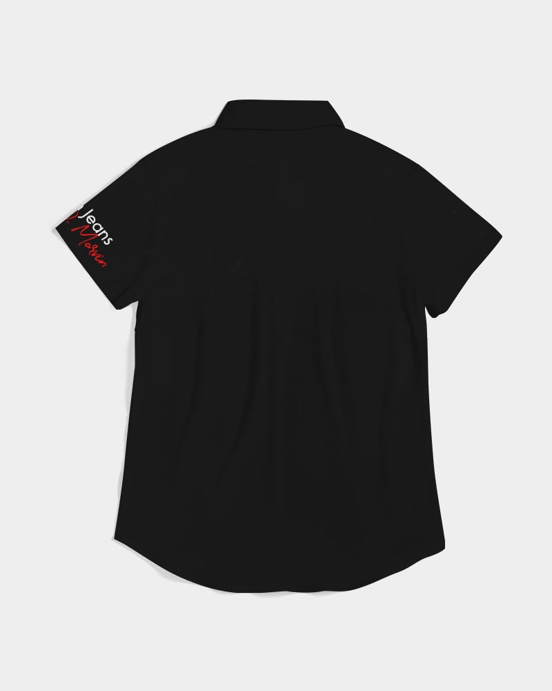 Black Excellence Women's All-Over Print Short Sleeve Button Up