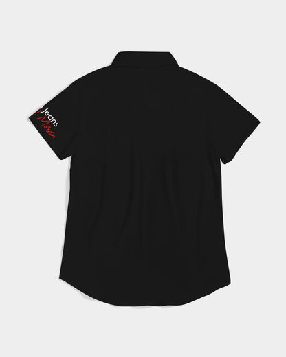 Black Excellence Women's All-Over Print Short Sleeve Button Up
