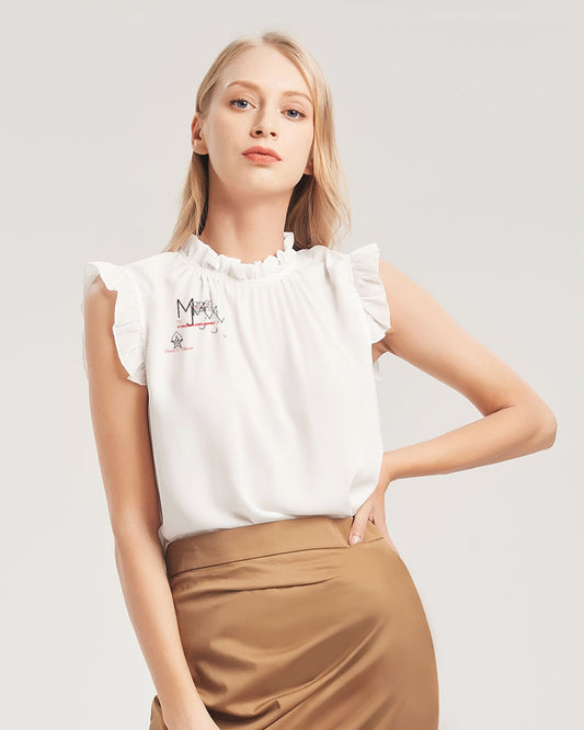 Above greatness 2.0 Women's All-Over Print Ruffle Sleeve Top