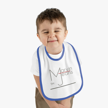 Marvin Jeans Stylish Baby Bib, Cute Contrast Trim Bib, Personalized Baby Shower Gift, Functional Feeding Bib, Unique Baby Fashion Accessory
