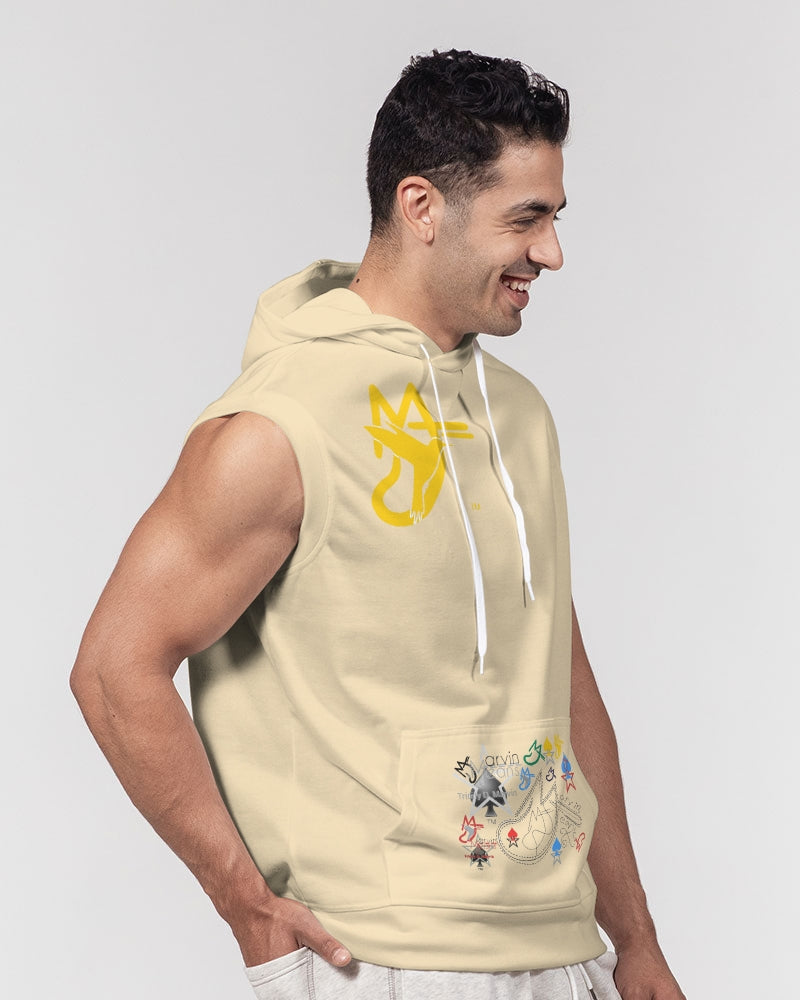 Retro mix (Wheat) Men's All-Over Print Heavyweight Sleeveless Hoodie