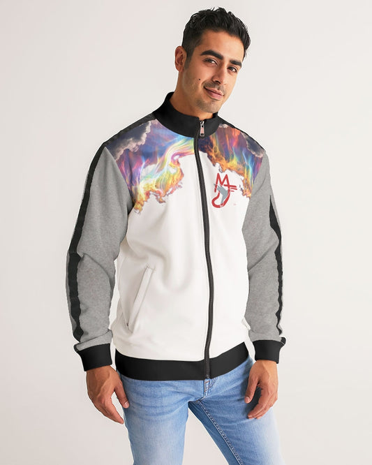 Flashing fire  Men's All-Over Print Stripe Sleeve Track Jacket