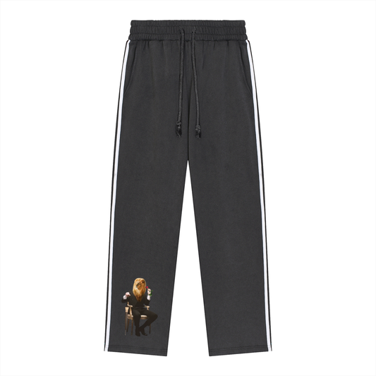 Snow Washed Contrast Tape Sweatpants
