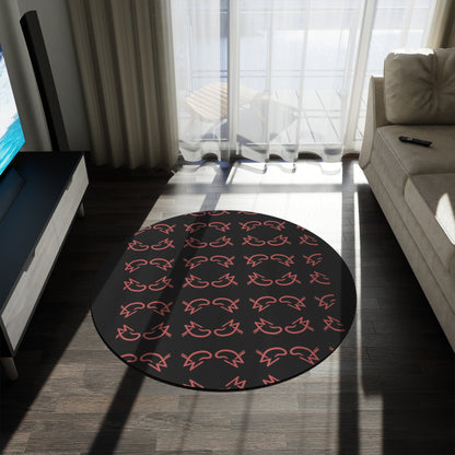 MJ Red & Black Round Rug