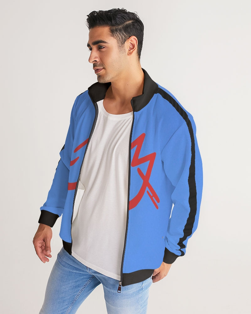 Red MJ Men's All-Over Print Stripe Sleeve Track Jacket