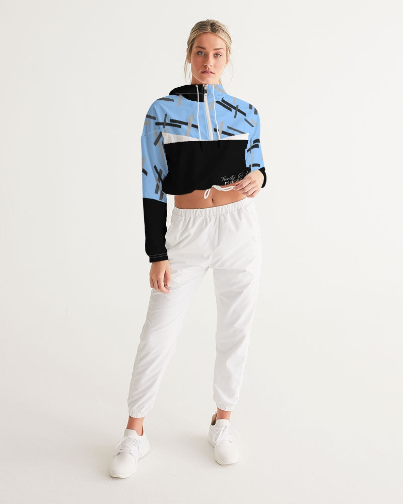 Built on business  Women's All-Over Print Cropped Windbreaker