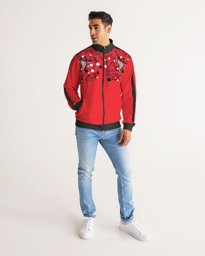 Young Marvin  Men's All-Over Print Stripe Sleeve Track Jacket