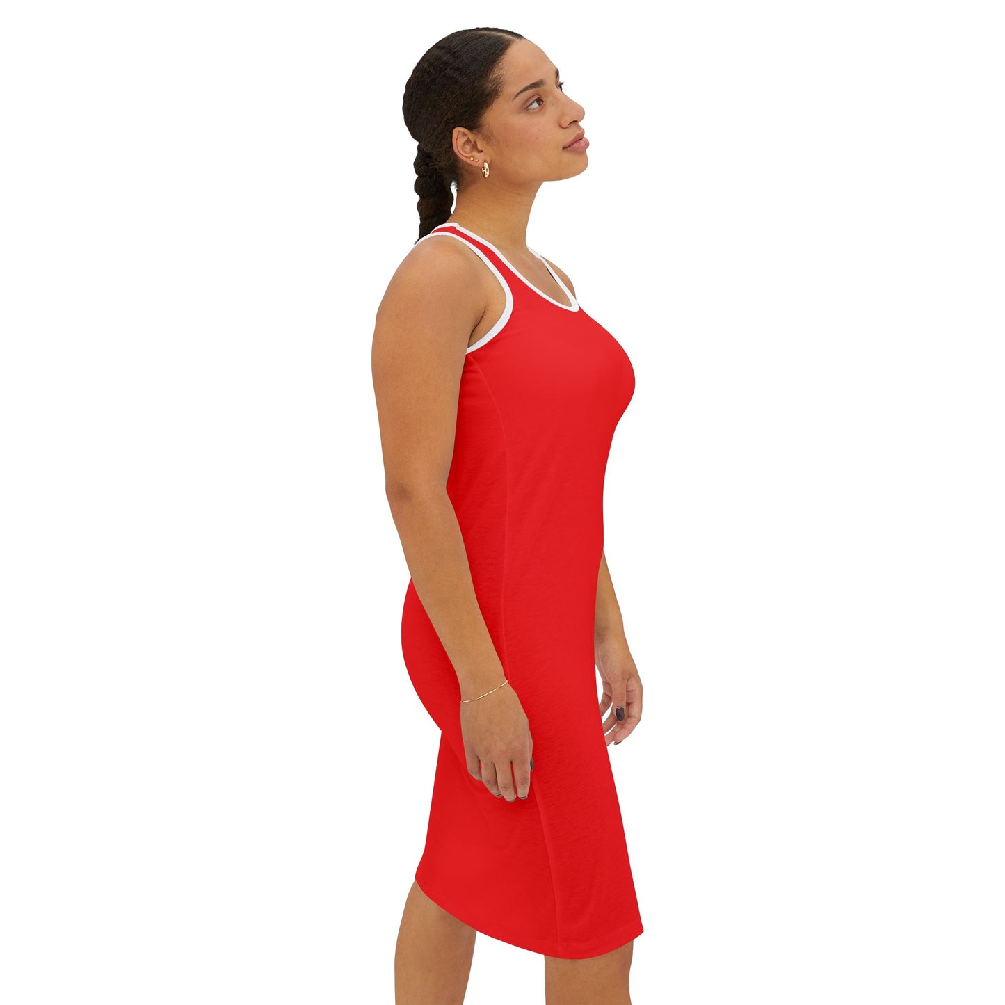 Summer Red Vibrant Everyday Women's Racerback Dress, Casual Summer Dress, Vacation Wear, Beach Dress, Holiday Outfit, Activewear