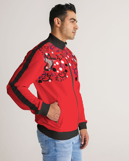 Young Marvin  Men's All-Over Print Stripe Sleeve Track Jacket