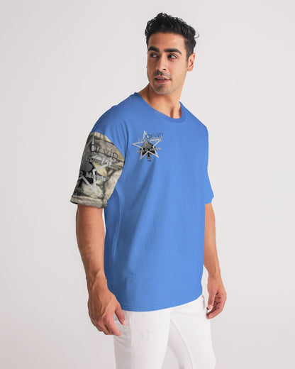 Kingly Blue  Men's All-Over Print Premium Heavyweight Tee