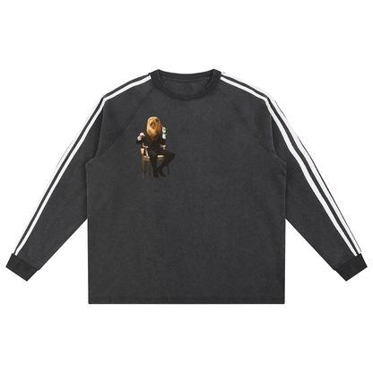 Snow Washed Contrast Tape Sweatshirt