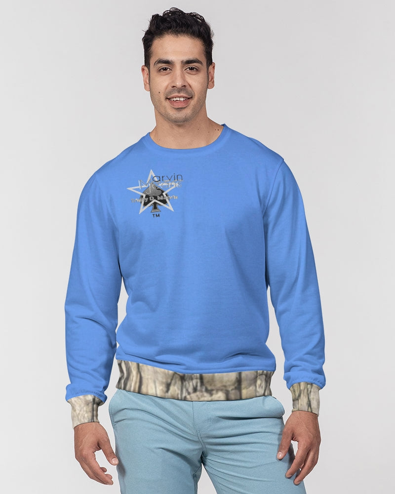 Kingly Blue  Men's All-Over Print Classic French Terry Crewneck Pullover