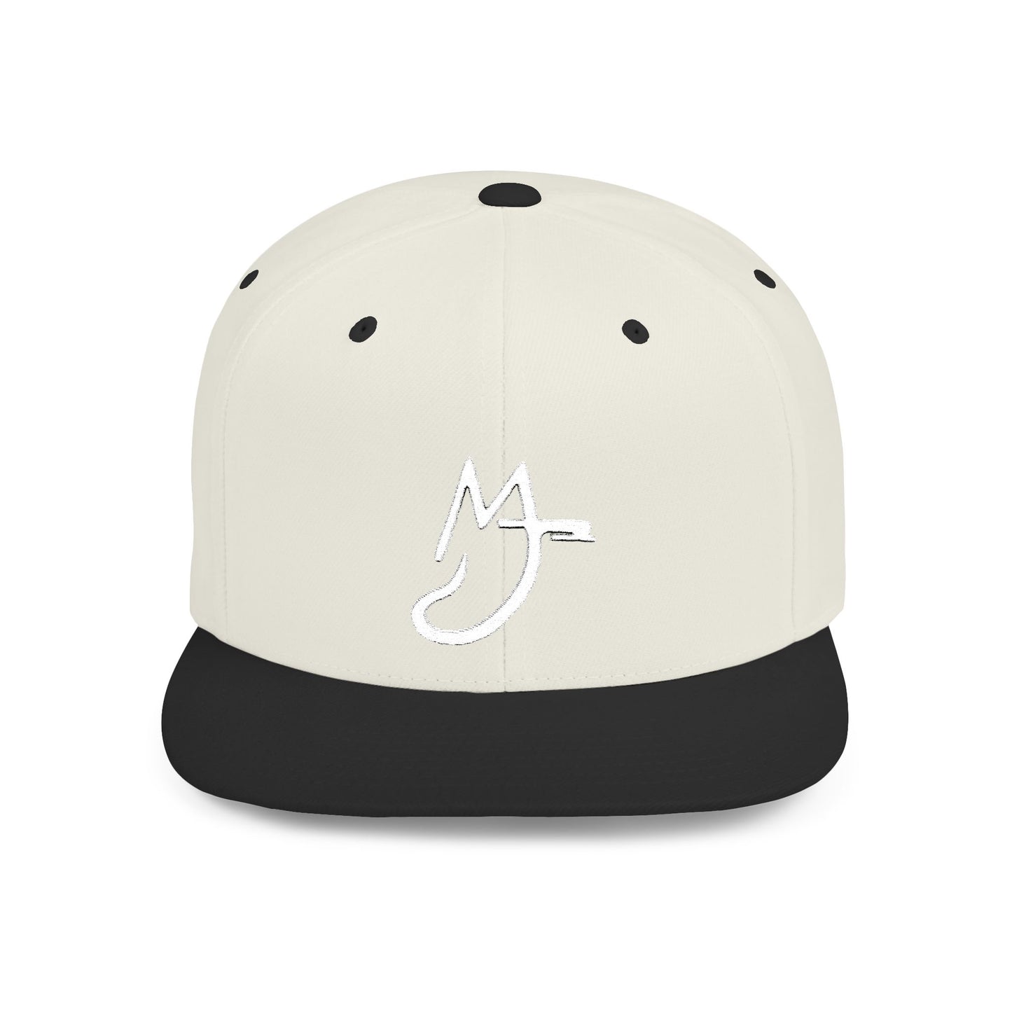 MJ white Stylish Flat Bill Snapback Hat for Everyday Wear, Embroidered Cap, Streetwear Accessory, Gift for Him/Her, Trendy Headwear