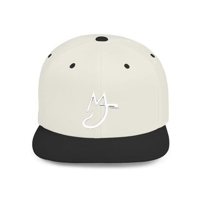 MJ white Stylish Flat Bill Snapback Hat for Everyday Wear, Embroidered Cap, Streetwear Accessory, Gift for Him/Her, Trendy Headwear