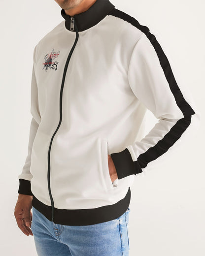 Deluxe Logo's Men's All-Over Print Stripe Sleeve Track Jacket