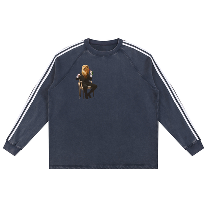 Snow Washed Contrast Tape Sweatshirt