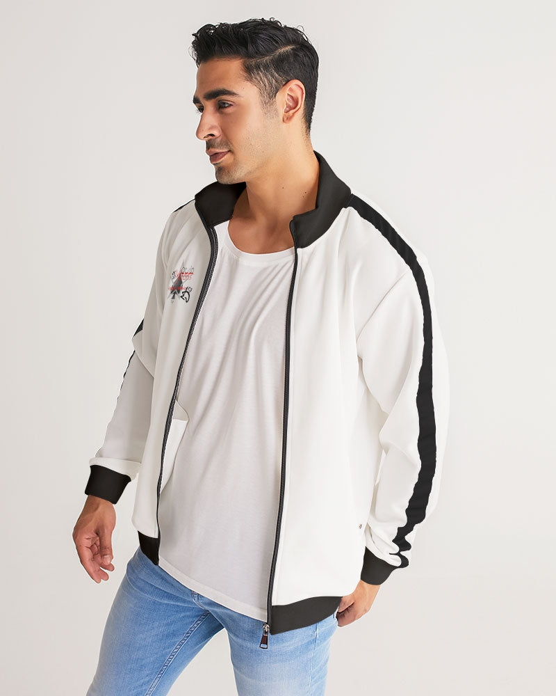 Deluxe Logo's Men's All-Over Print Stripe Sleeve Track Jacket