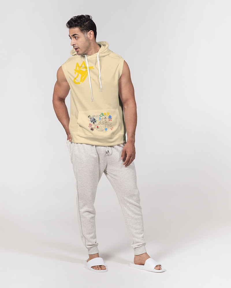 Retro mix (Wheat) Men's All-Over Print Heavyweight Sleeveless Hoodie