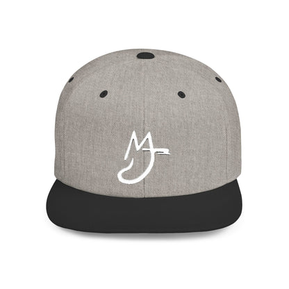 MJ white Stylish Flat Bill Snapback Hat for Everyday Wear, Embroidered Cap, Streetwear Accessory, Gift for Him/Her, Trendy Headwear