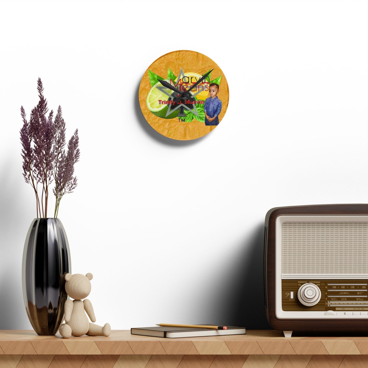 Gator Yellow Luxury Designer Acrylic Wall Clock